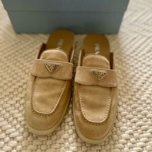 Prada Suede Casual Loafer Mules